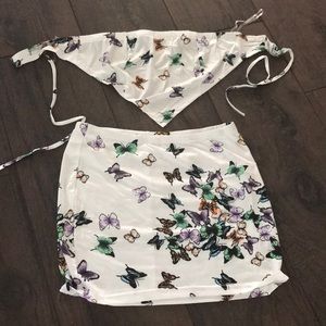 dolls kill butterfly bandana top skirt set